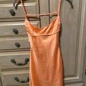 Zara Vibrant Orange Satin Dress